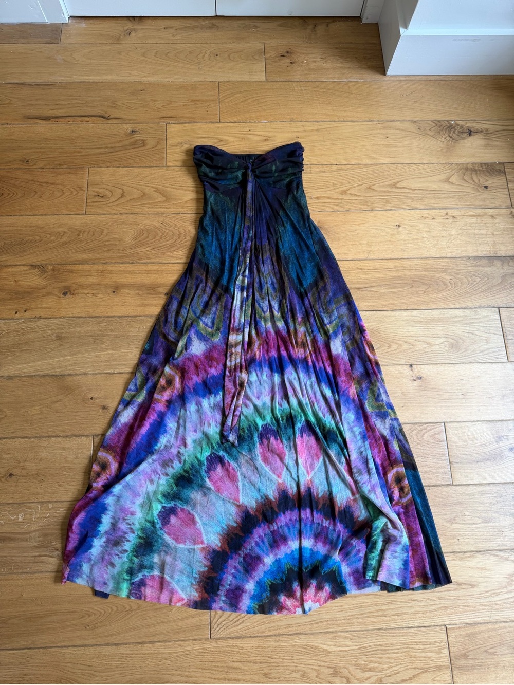 Strapless Tie-Dye Maxi Dress in Multicolor